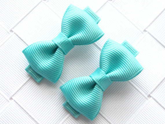 2pcs/lot boutique barrettes for children baby girls mini ribbon hair clip bows - Shopy Max