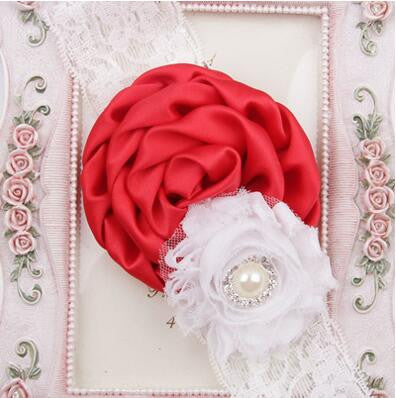 Elastic Headbands with pearl  flower baby girl hair accessories infant rose flower hairbands headwear