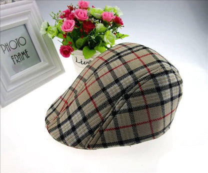 2016 Spring and Autumn Kids Fashion Berets Plaid Hats For Baby Boy And Girl Hat And Cap 9 colors