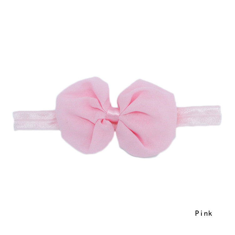 Fashion Solid Color Chiffon Bowknot Elastic Baby Girl Hairbands 14 Colors Hair Accessories BB-265 - Shopy Max