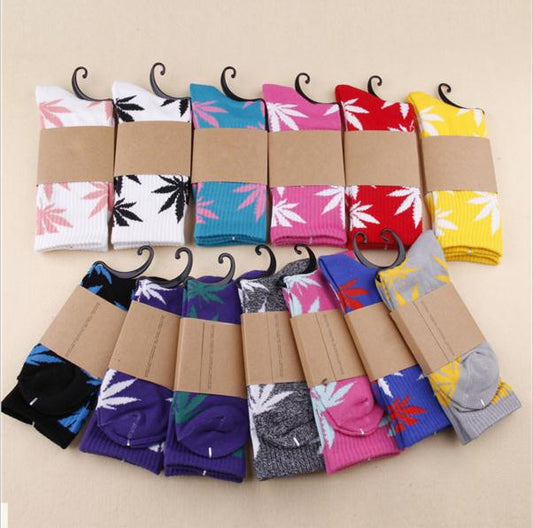 High Quality Harajuku  Style Weed Socks For Women Men's Sport Hip Hop Cotton