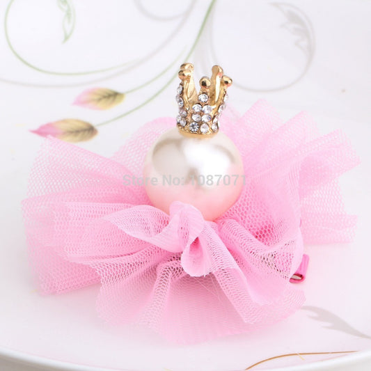 Hot Sale!2016  New Yarn Pearls Crown Hairpins Girls Hair Accessories Best Gift For