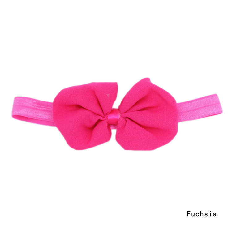 Fashion Solid Color Chiffon Bowknot Elastic Baby Girl Hairbands 14 Colors Hair Accessories BB-265 - Shopy Max