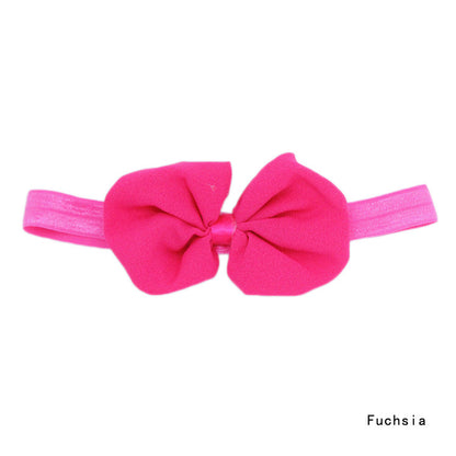 Fashion Solid Color Chiffon Bowknot Elastic Baby Girl Hairbands 14 Colors Hair Accessories BB-265 - Shopy Max