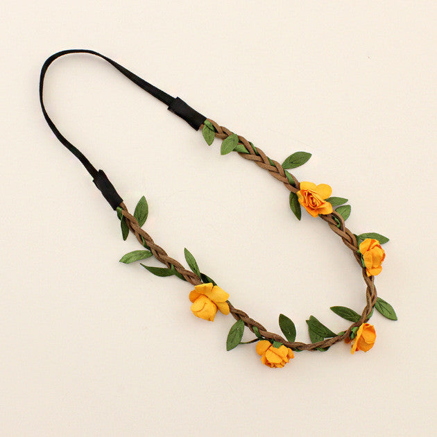 Fashion Women Bride Flower Headband Bohemian Style Rose Flower Crown Hairband Ladies - Shopy Max