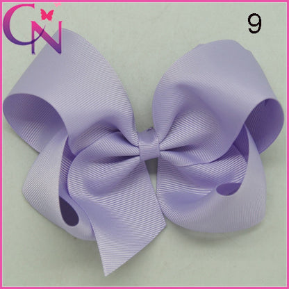 High Quality 6" Fashion Solid Ribbon Hair Bow For Baby Kids Girls Handmade Hair