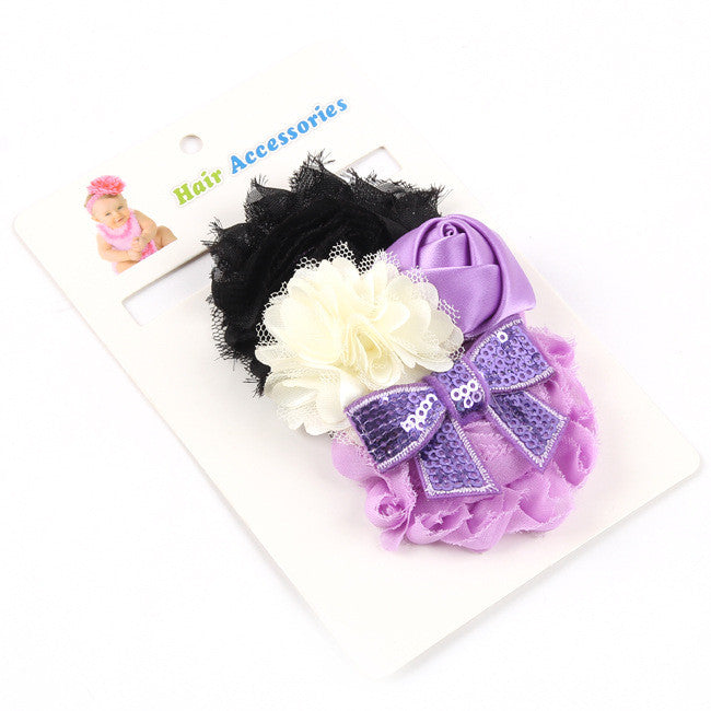 8Clrs children Infant Baby toddler girls lace multi color rose & fringed flower Headband Headwear HairBand - Shopy Max