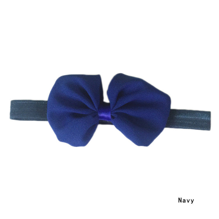 Fashion Solid Color Chiffon Bowknot Elastic Baby Girl Hairbands 14 Colors Hair Accessories BB-265 - Shopy Max