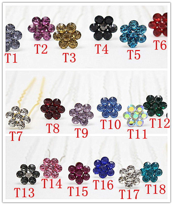 10pcs Hair Pins Multi-color Rhinestone Brides Hair clips Wholesale - Shopy Max