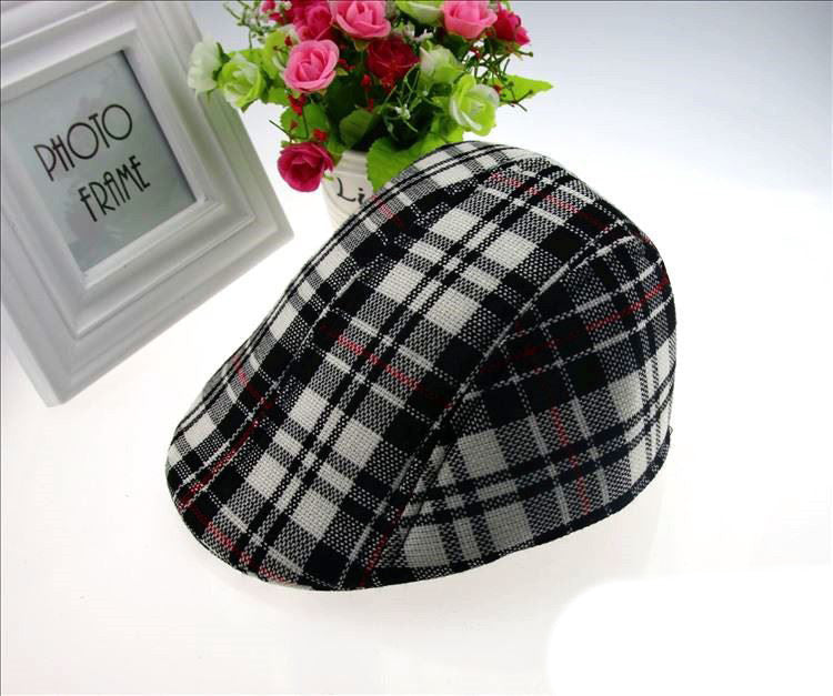 2016 Spring and Autumn Kids Fashion Berets Plaid Hats For Baby Boy And Girl Hat And Cap 9 colors