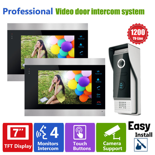 YSECU 7 Inch  Video Door Phone Recording HD 1200TVL 1  IR Night Doorbell Camera and 2 Hands Free Monitor Intercom Doorbell - Shopy Max