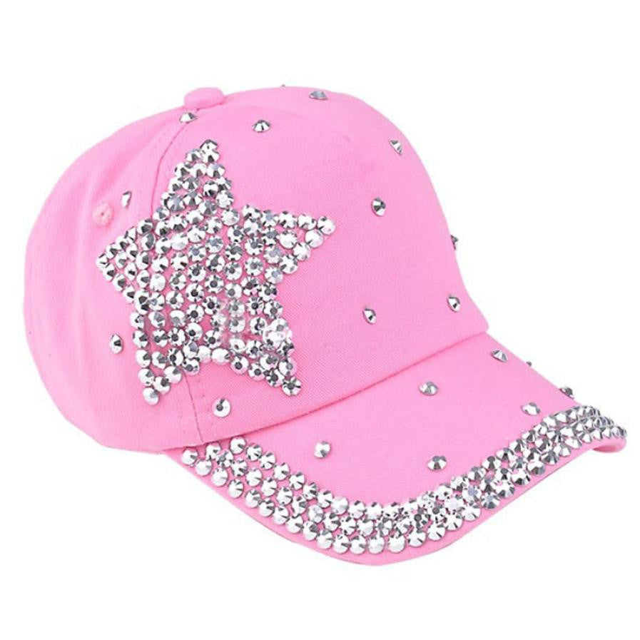 Baseball Cap Children Cotton Five-pointed star diamond Rhinestone Star - Shopy Max