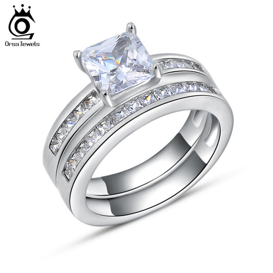 Luxury Square Austria Crystal Ring,925 Sterling Silver with Platinum Plated,Fashion Silver Jewellery Rings Wholesale OR28 - Shopy Max