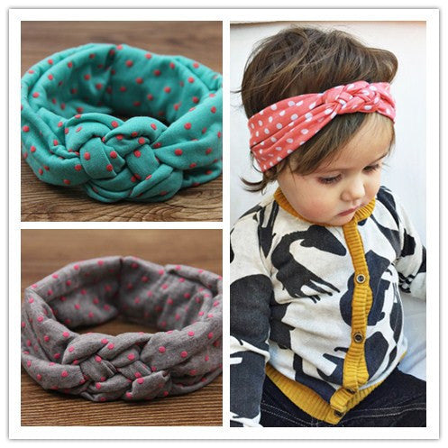 baby girls dot braided top knot twisted turban headband elastic for hair head bands wraps headbands accessories turbante wraps - Shopy Max