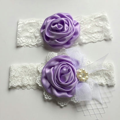 1set/lot  Satin Flower Matching Handmade Lace Bow Headband Baby Headband  Luxe Headband