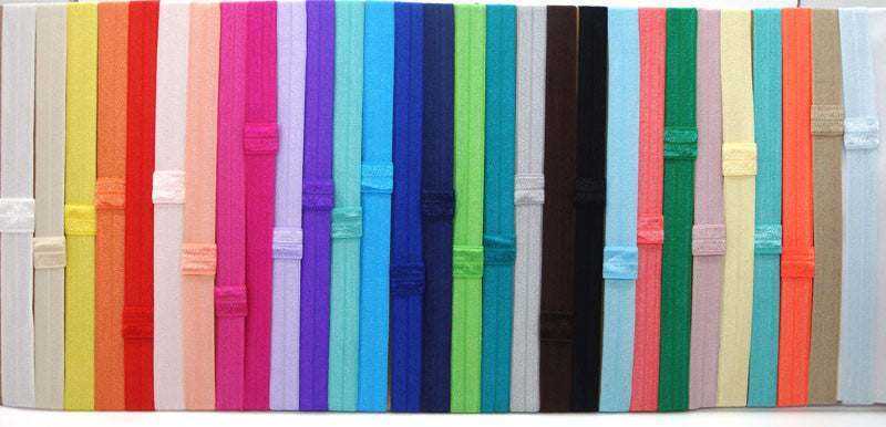 Hot Sale 29colors 1.5cm Shiny Thin Elastic Hair Bands Satin Ribbon Headband