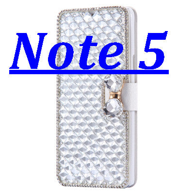 Note 5 /Note 4 Bling Diamond Silk Skin Wallet Stand Leather Cases for Samsung Galaxy Note 4 /Note 5 Cover Elegant With Card Slot - Shopy Max