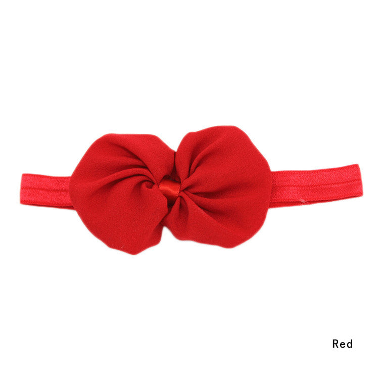 New High Quality 1pc 14 Colors Chiffon Bowknot Baby Headbands Solid Color