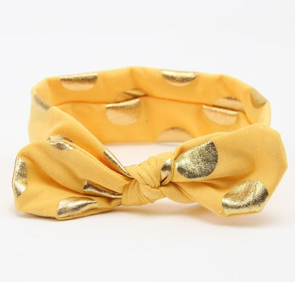 Gold Baby Cotton Headband Girls Knotted Head Wraps Jersey Knit Headwraps Gold Headband - Shopy Max