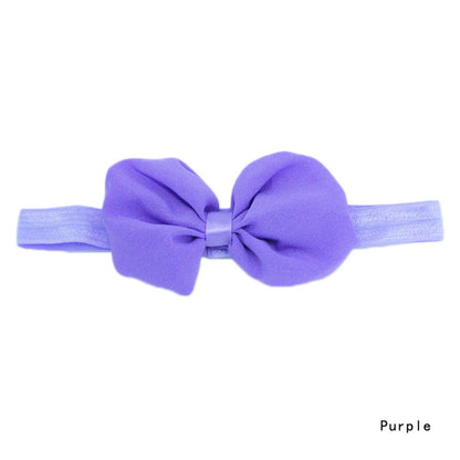 Chiffon Bowknot Baby Headbands Solid Color Baby Girl Elastic Hair Bands Headwear