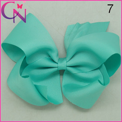 High Quality 6" Fashion Solid Ribbon Hair Bow For Baby Kids Girls Handmade Hair