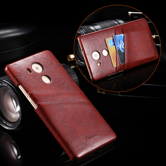 Floveme Retro Leather Card Holder Case for Huawei Mate 8 Phone Accessories Fashion Back Cover  Brown Elegant Oil Wax Brand Logo