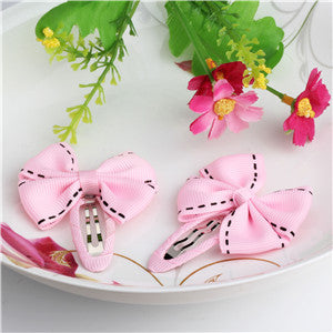 New Sale 1 lot=2 Pcs Bowknot Hairpins 17 colors Baby Hair Clip Summer Style