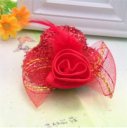 Christmas Gift 8cm Diameter Cap Hairpins Party Prom Hair Clip Fur Hat Children Flower Hair Accessories Women Barrettes