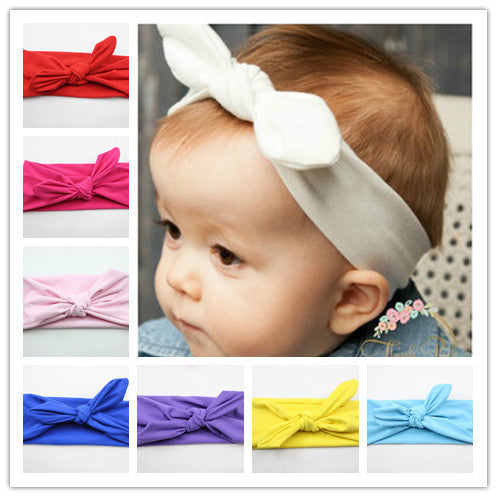 New Baby Cotton Headband White knot tie headband headwrap Vintage Head Wrap