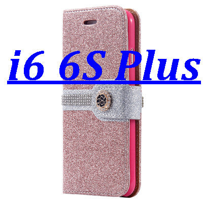 i6 /6S/ Plus Sparkling Glitter Diamond Line Leather Case for Apple iPhone 6 /6S for iPhone 6 /6S /Plus Wallet Stand Photo Cover - Shopy Max