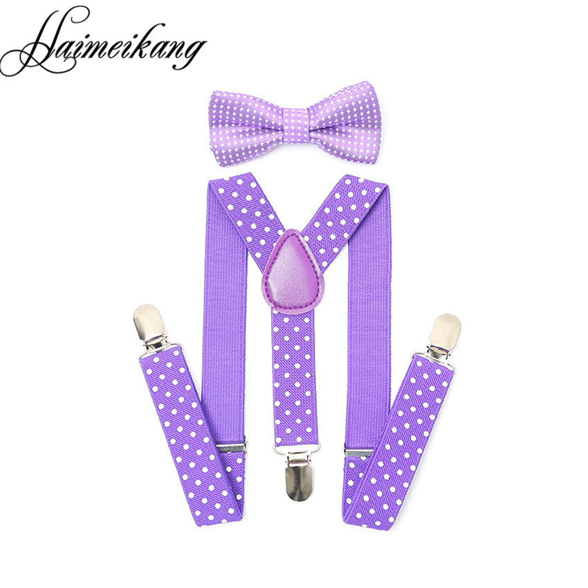 1Set Children Suspenders Bow tie Bow Tie Ties Adjustable Boys Girls Kid 3 Clip-on Y Back Elastic Braces Suspenders