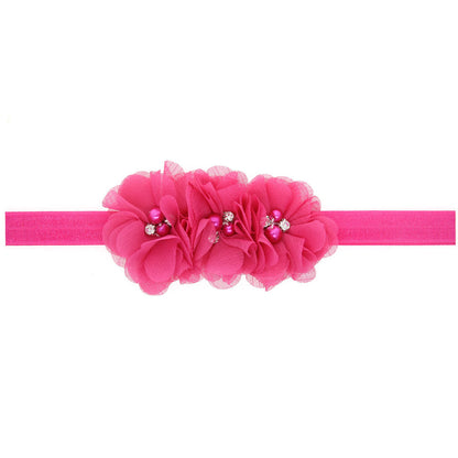 20Clrs New Fashion Hot children kids Baby girls pearl diamond 3 flowers Headband Headwear Hair Band Head Piece Accessories