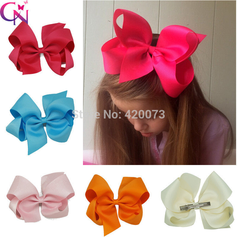 Free Shipping 32 Pcs/lot 6" Solid Hair Bow With Clip,Ribbon Hair Bow Hair Clip For Baby,Girls Boutique Hair Bow