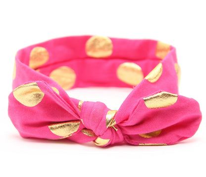 Gold Baby Cotton Headband Girls Knotted Head Wraps Jersey Knit Headwraps Gold Headband - Shopy Max