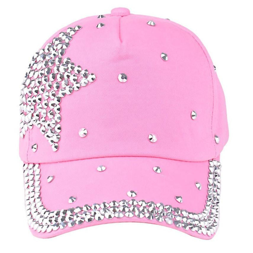 Baseball Cap Children Cotton Five-pointed star diamond Rhinestone Star - Shopy Max