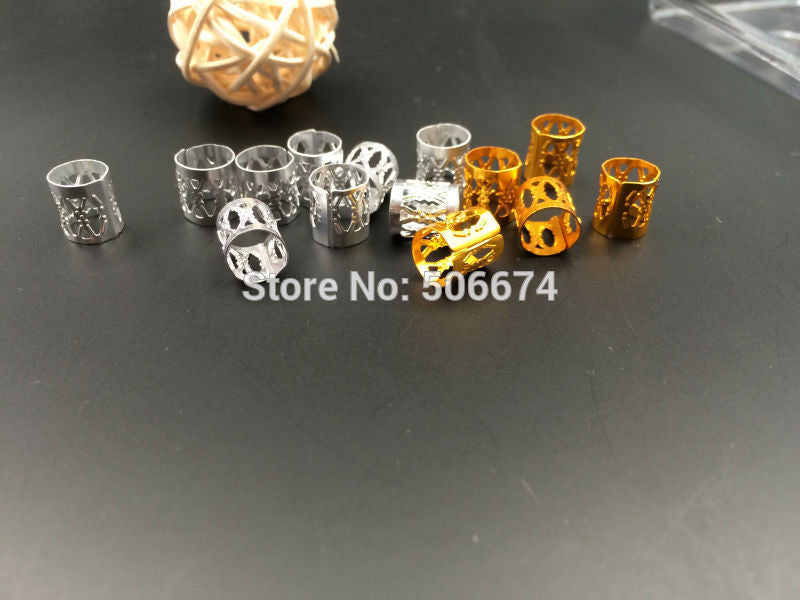 100Pcs 10/8mm mix Silver Golden Plated hair braid dread dreadlock beads adjustable cuff - Shopy Max