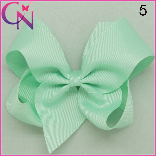 High Quality 6" Fashion Solid Ribbon Hair Bow For Baby Kids Girls Handmade Hair