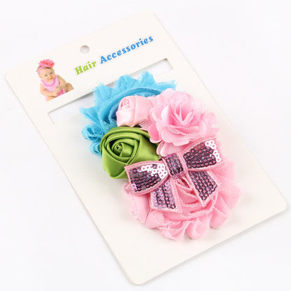 8Clrs children Infant Baby toddler girls lace multi color rose & fringed flower Headband Headwear HairBand - Shopy Max