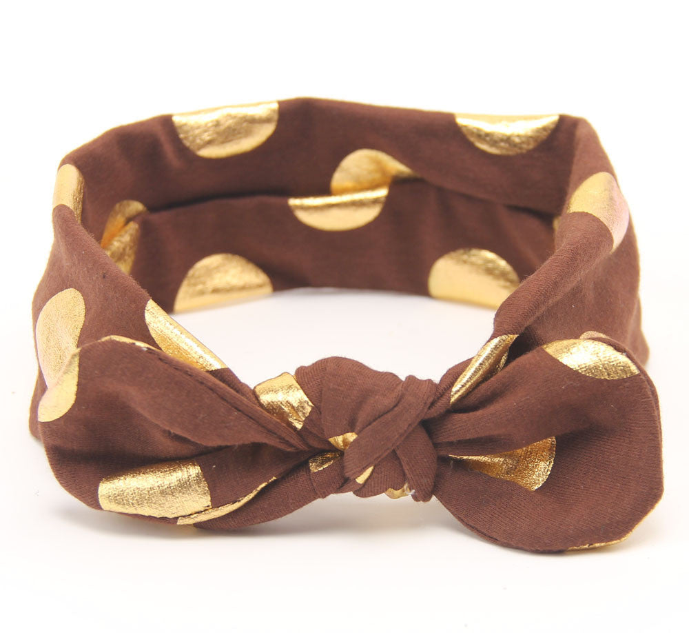 Gold Baby Cotton Headband Girls Knotted Head Wraps Jersey Knit Headwraps Gold Headband - Shopy Max