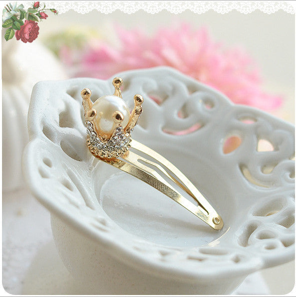 Pearl Flower Golden Crown Fur Cat Girls Hair Clip Hairpin Baby Hair Accessories Kids Children Headwear kk1201 - Shopy Max