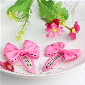 New Sale 1 lot=2 Pcs Bowknot Hairpins 17 colors Baby Hair Clip Summer Style