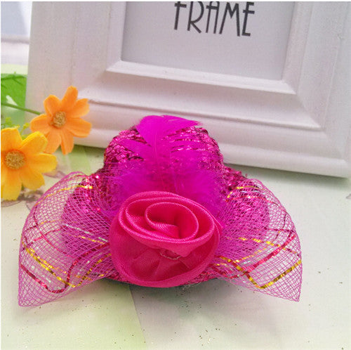 Christmas Gift 8cm Diameter Cap Hairpins Party Prom Hair Clip Fur Hat Children Flower Hair Accessories Women Barrettes