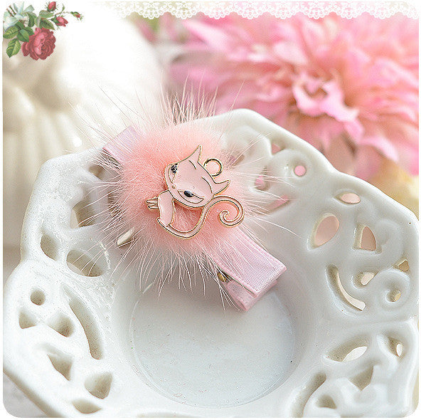 Pearl Flower Golden Crown Fur Cat Girls Hair Clip Hairpin Baby Hair Accessories Kids Children Headwear kk1201 - Shopy Max