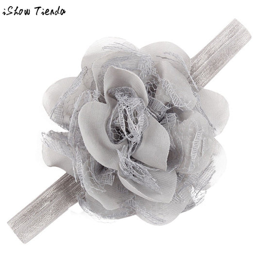 Kids Hair Accessories Girls Hair Elastic Lace Chiffon Artificial Flowers Peony - Shopy Max