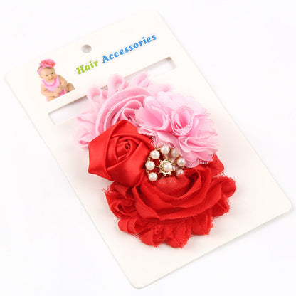 8Clrs children Infant Baby toddler girls lace multi color rose & fringed flower Headband Headwear HairBand - Shopy Max