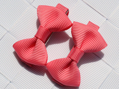 2pcs/lot boutique barrettes for children baby girls mini ribbon hair clip bows - Shopy Max