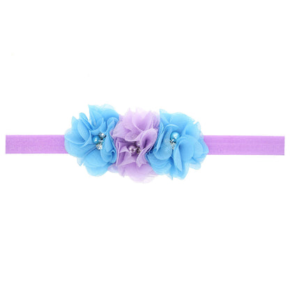 20Clrs New Fashion Hot children kids Baby girls pearl diamond 3 flowers Headband Headwear Hair Band Head Piece Accessories