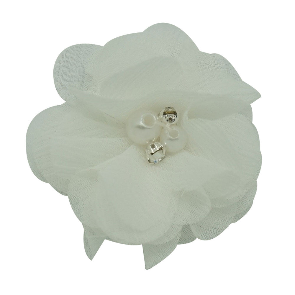 20 Color Sweet High Quality Fashion Chiffon Flower For Girls Infant Cute Rhinestone Pearl Without Clips DIY Hair Accessories