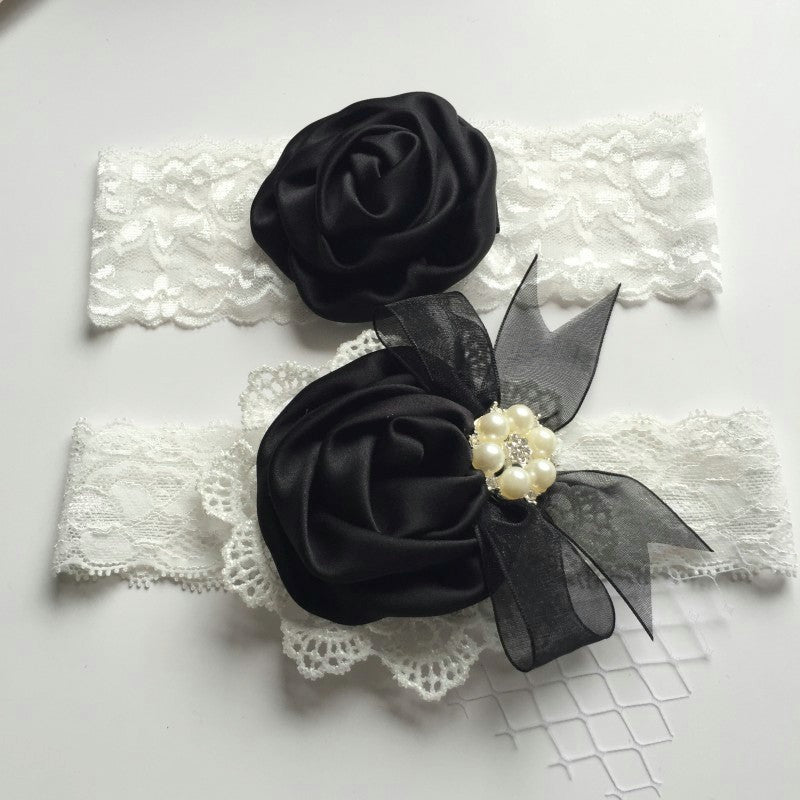 1set/lot  Satin Flower Matching Handmade Lace Bow Headband Baby Headband  Luxe Headband