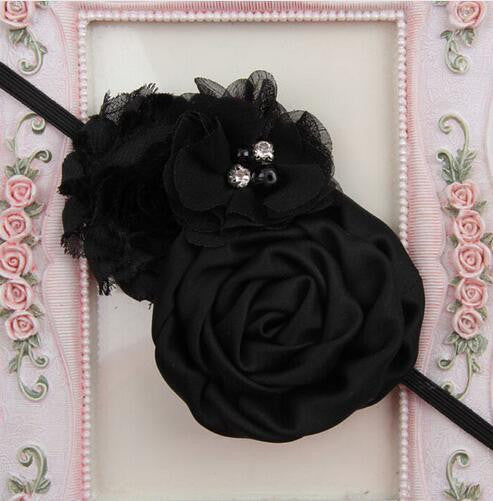 Elastic Headbands with pearl  flower baby girl hair accessories infant rose flower hairbands headwear